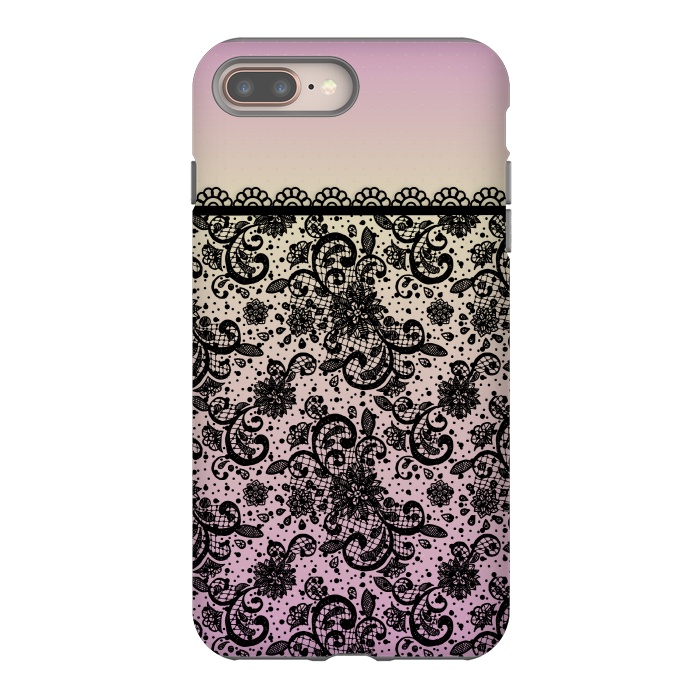 iPhone 8 plus StrongFit Black lace Purple Ombre by Quirk It Up