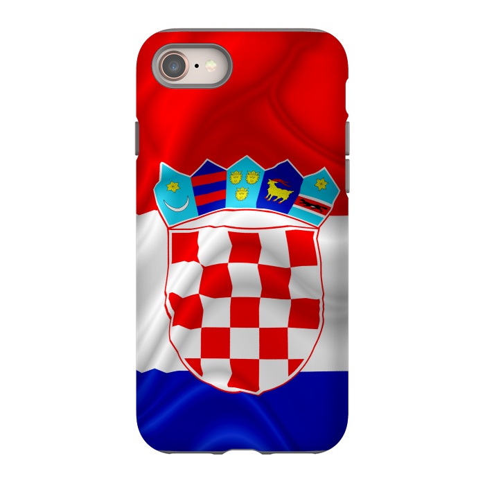 iPhone 8 StrongFit Croatia Flag Waving Digital Silk Satin Fabric  by BluedarkArt