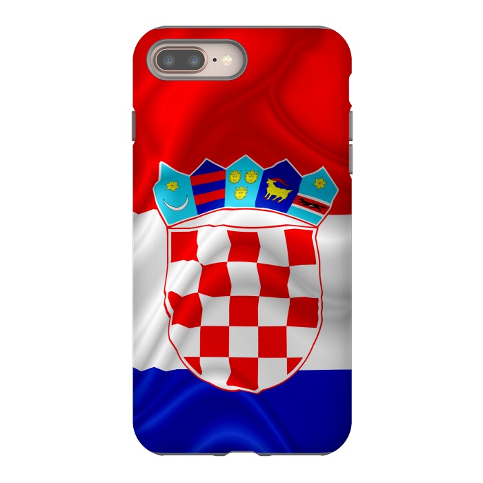 iPhone 8 plus StrongFit Croatia Flag Waving Digital Silk Satin Fabric  by BluedarkArt