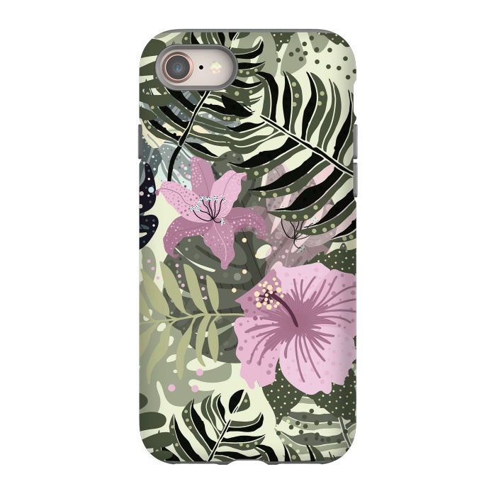 iPhone 8 StrongFit Pastel Green Pink Aloha Tropical Jungle by  Utart