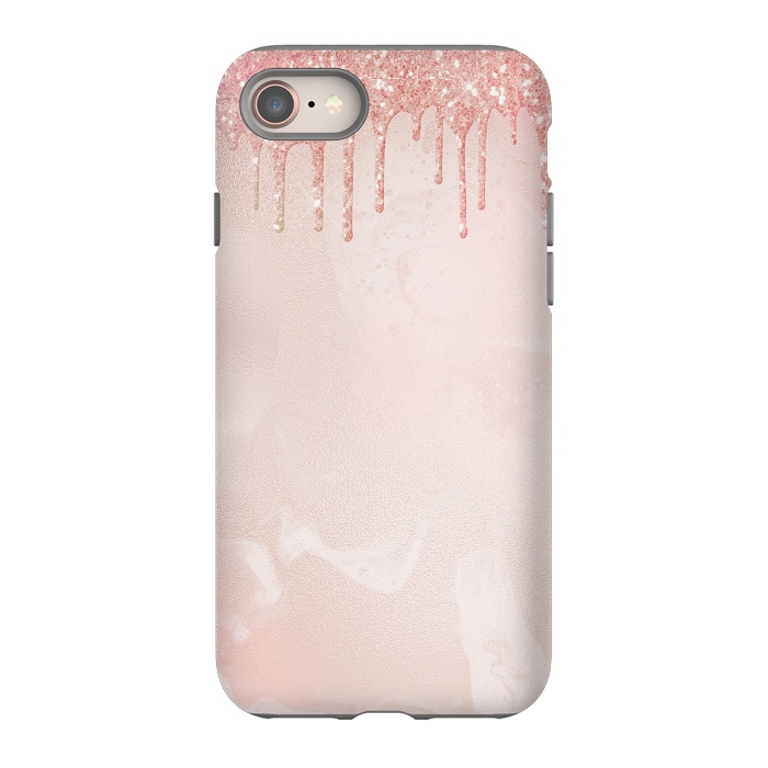 iPhone 8 StrongFit Pink Glitter Rain  by  Utart