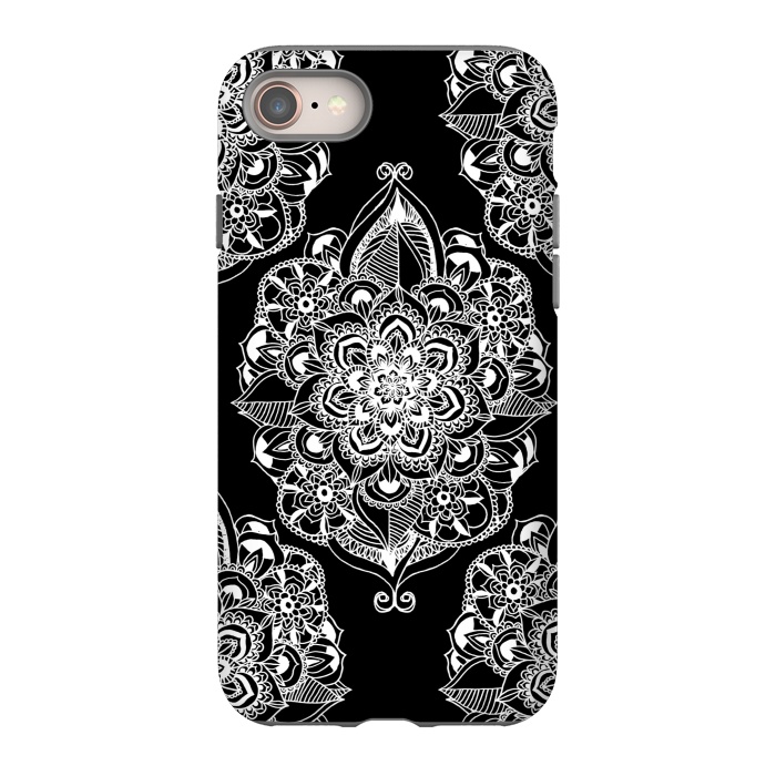iPhone 8 StrongFit Black & White Graphic Mandala Diamonds by Tangerine-Tane
