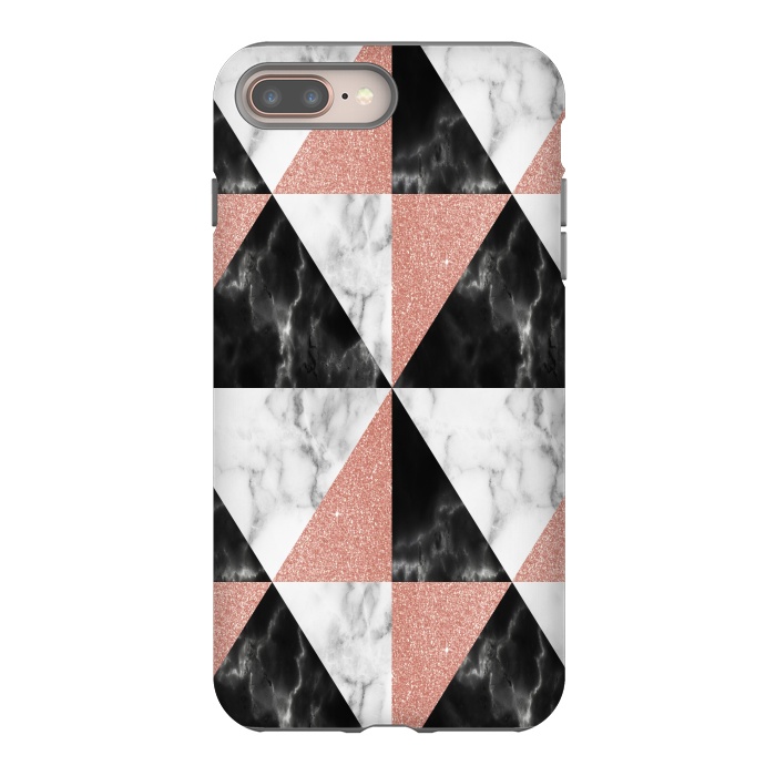 iPhone 8 plus StrongFit Marble Triangles Geometric by Alemi