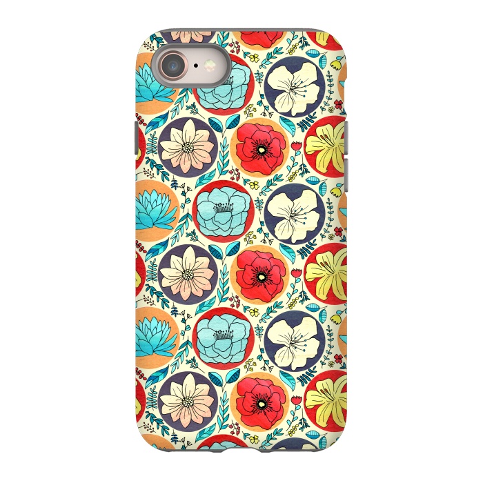 iPhone 8 StrongFit Polka Dot Floral On Cream by Tigatiga