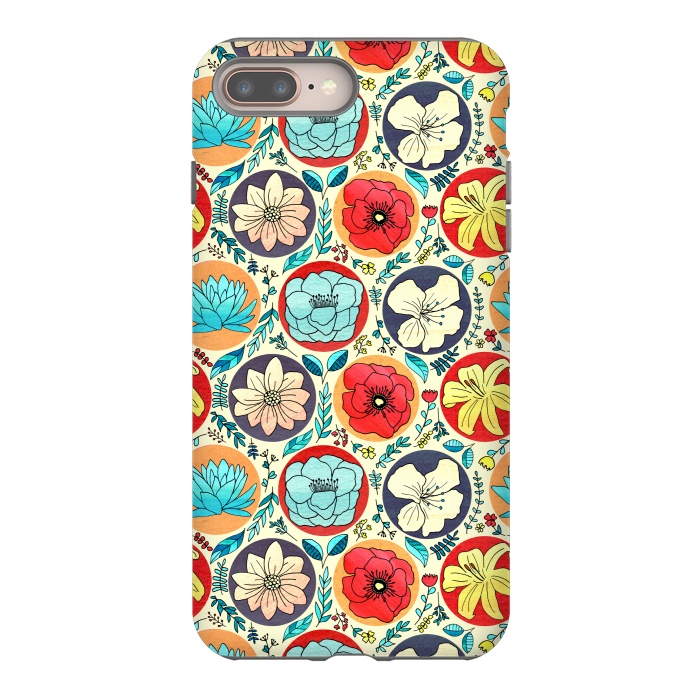 iPhone 8 plus StrongFit Polka Dot Floral On Cream by Tigatiga
