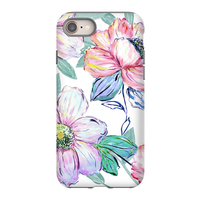 iPhone 8 StrongFit Romantic watercolor flowers hand paint design by InovArts