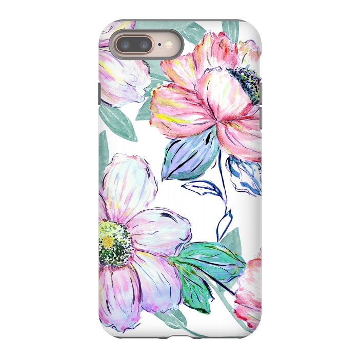iPhone 8 plus StrongFit Romantic watercolor flowers hand paint design by InovArts