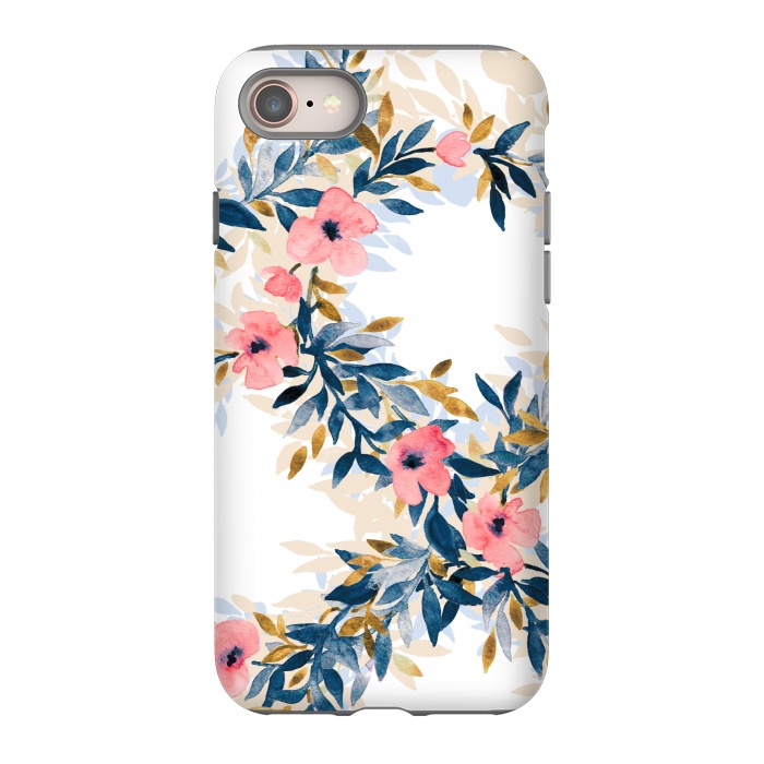 iPhone 8 StrongFit Fresh Pink Watercolor Floral Wreaths by Micklyn Le Feuvre