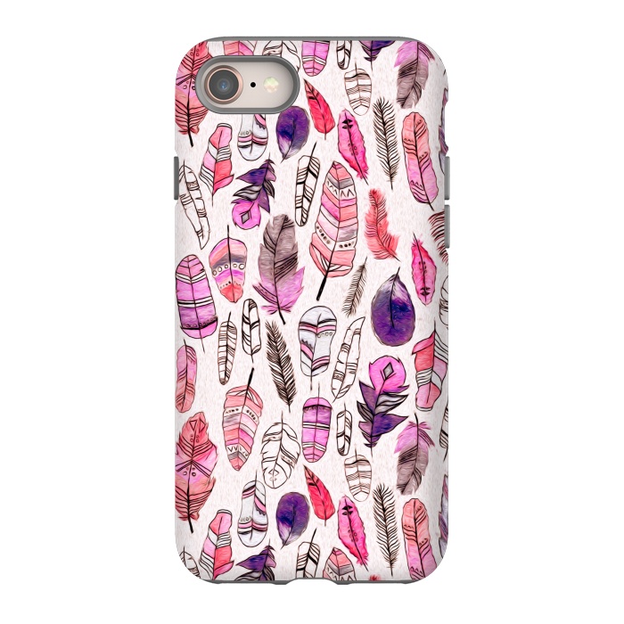 iPhone 8 StrongFit Pink Feathers  by Tigatiga