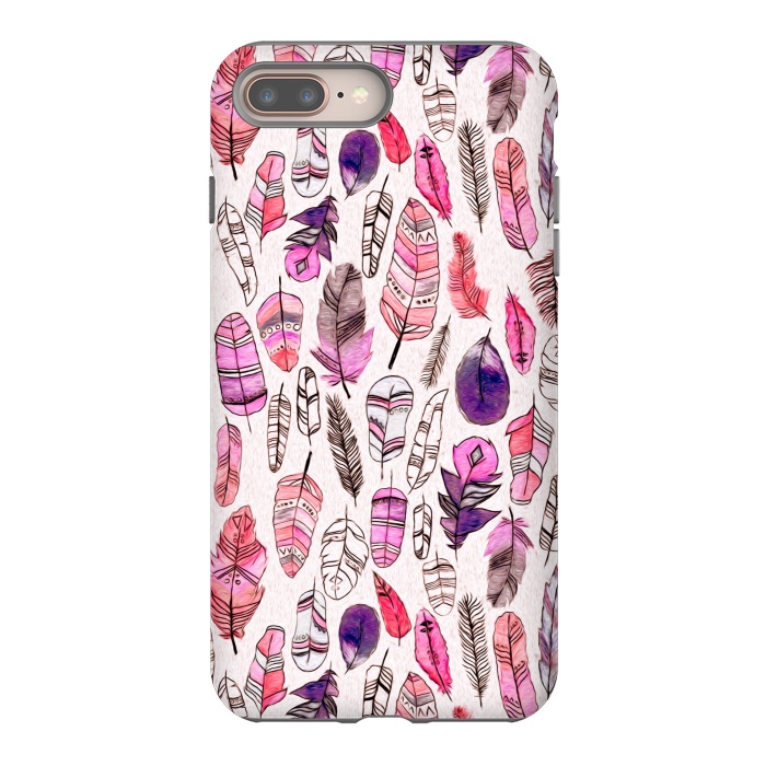 iPhone 8 plus StrongFit Pink Feathers  by Tigatiga