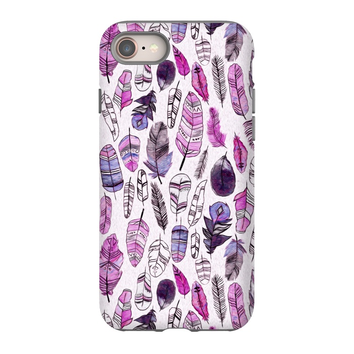 iPhone 8 StrongFit Purple Feathers  by Tigatiga