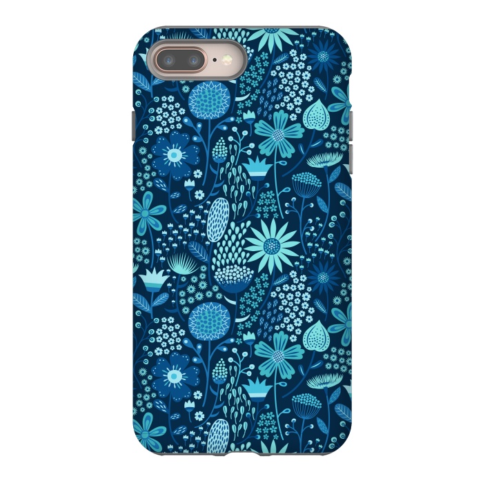 iPhone 8 plus StrongFit Celebration Floral Blue by Portia Monberg
