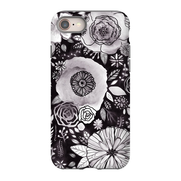 iPhone 8 StrongFit Black & White Floral Mix  by Tigatiga