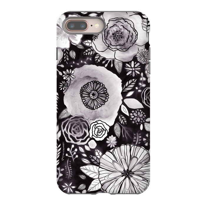 iPhone 8 plus StrongFit Black & White Floral Mix  by Tigatiga