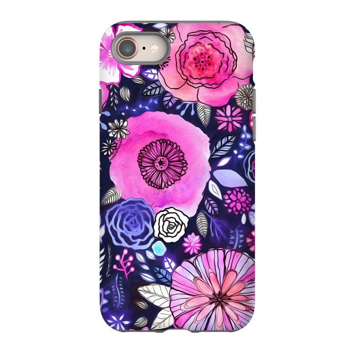 iPhone 8 StrongFit Magenta Floral Mix  by Tigatiga