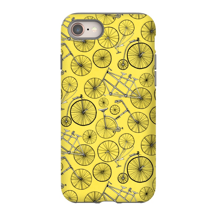 iPhone 8 StrongFit Vintage Bicycles on Yellow  by Tigatiga