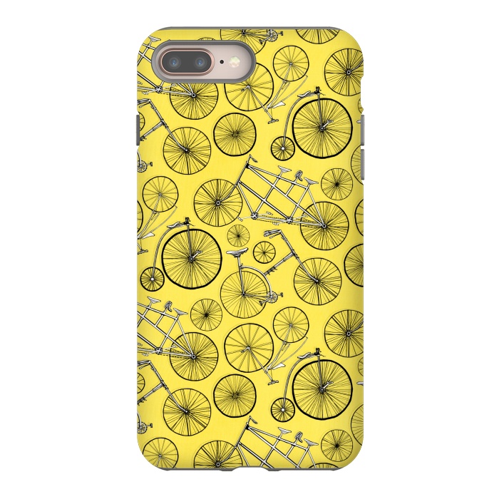 iPhone 8 plus StrongFit Vintage Bicycles on Yellow  by Tigatiga