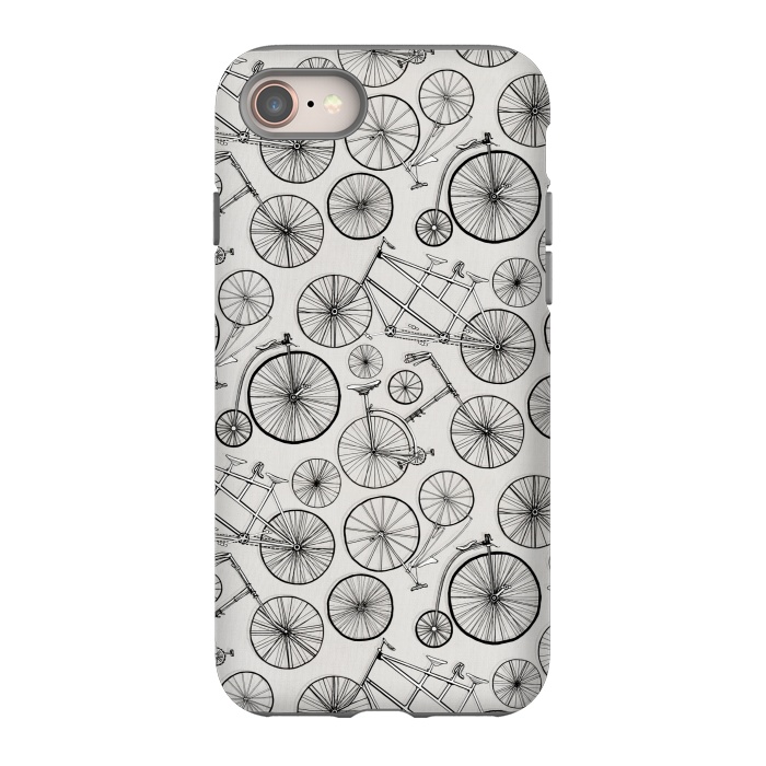 iPhone 8 StrongFit Vintage Bicycles on Grey  by Tigatiga