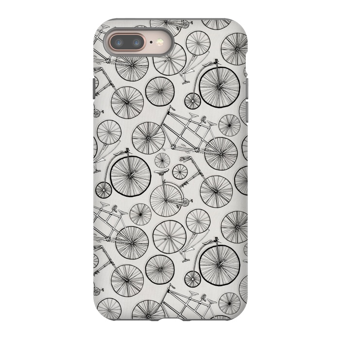 iPhone 8 plus StrongFit Vintage Bicycles on Grey  by Tigatiga