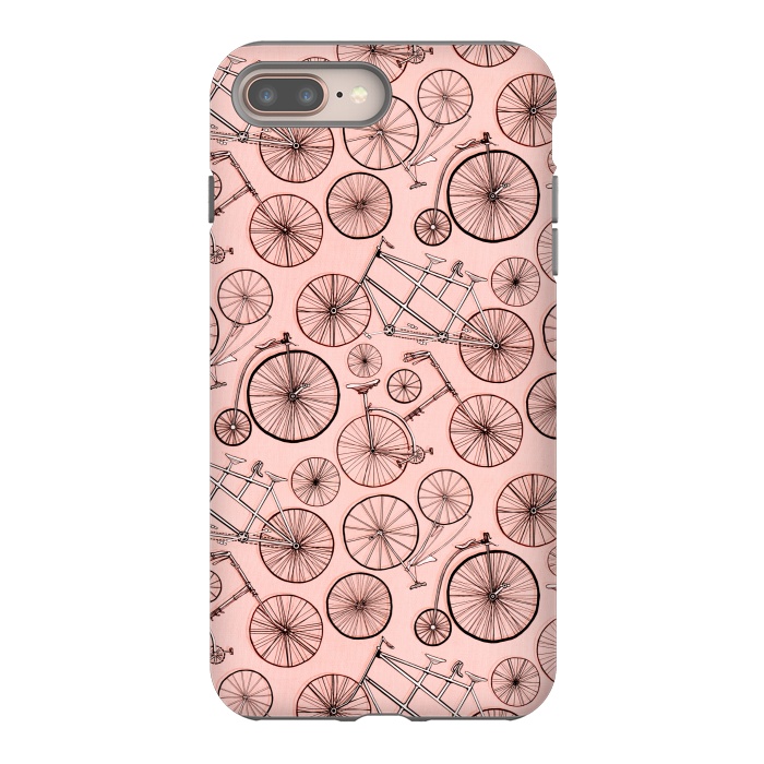 iPhone 8 plus StrongFit Vintage Bicycles on Pink by Tigatiga