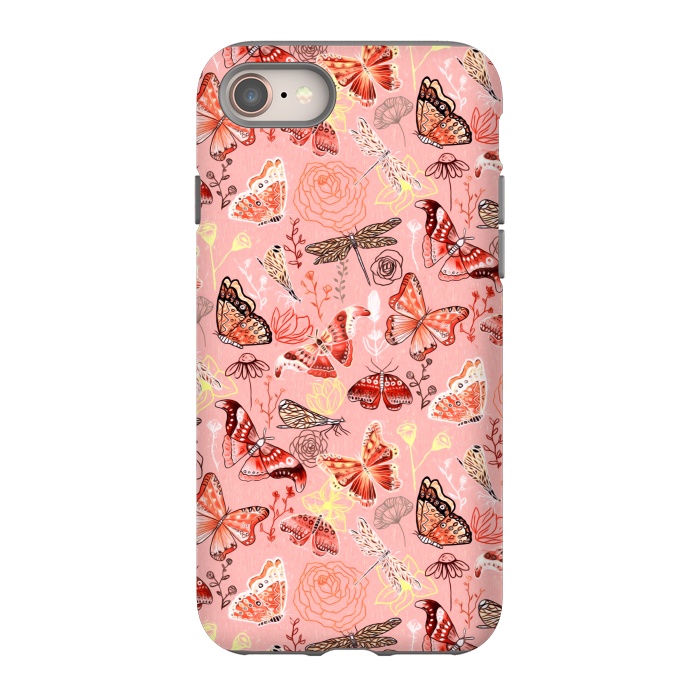 iPhone 8 StrongFit Warm Butterflies, Dragonflies and Moths  by Tigatiga