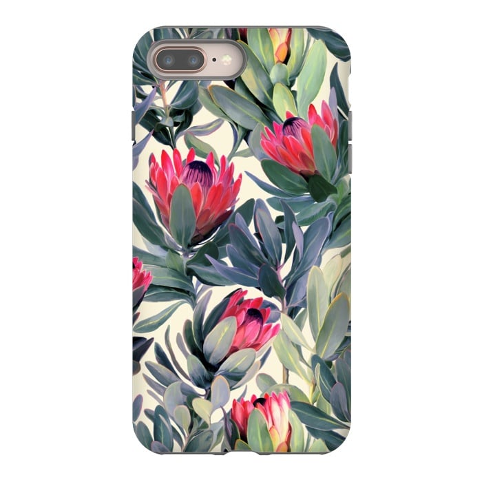 iPhone 8 plus StrongFit Painted Protea Pattern by Micklyn Le Feuvre
