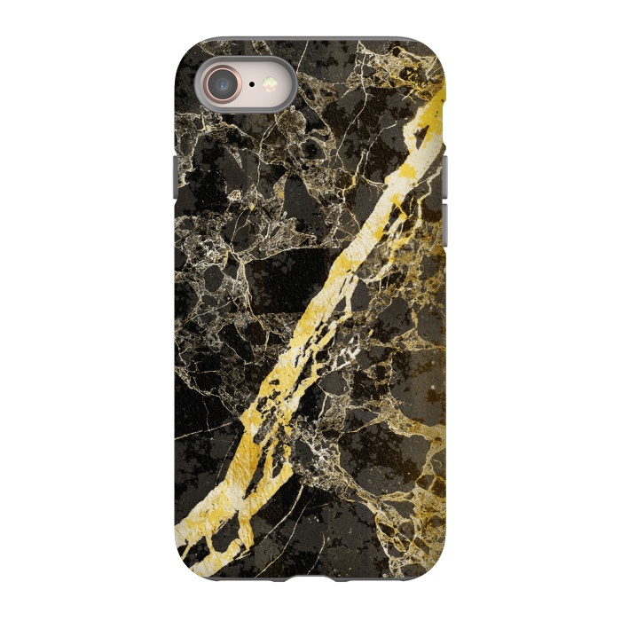 iPhone 8 StrongFit Black marble with diagonal golden cracks by Oana 