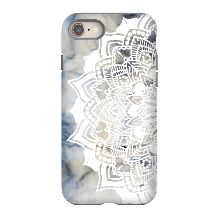 iPhone 8 StrongFit Cut out white lace mandala on marble by Oana 