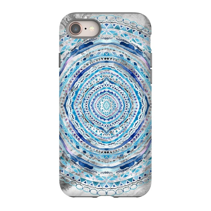 iPhone 8 StrongFit Blue Marbling Mandala  by Tigatiga