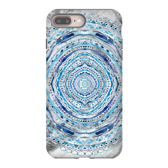 iPhone 8 plus StrongFit Blue Marbling Mandala  by Tigatiga