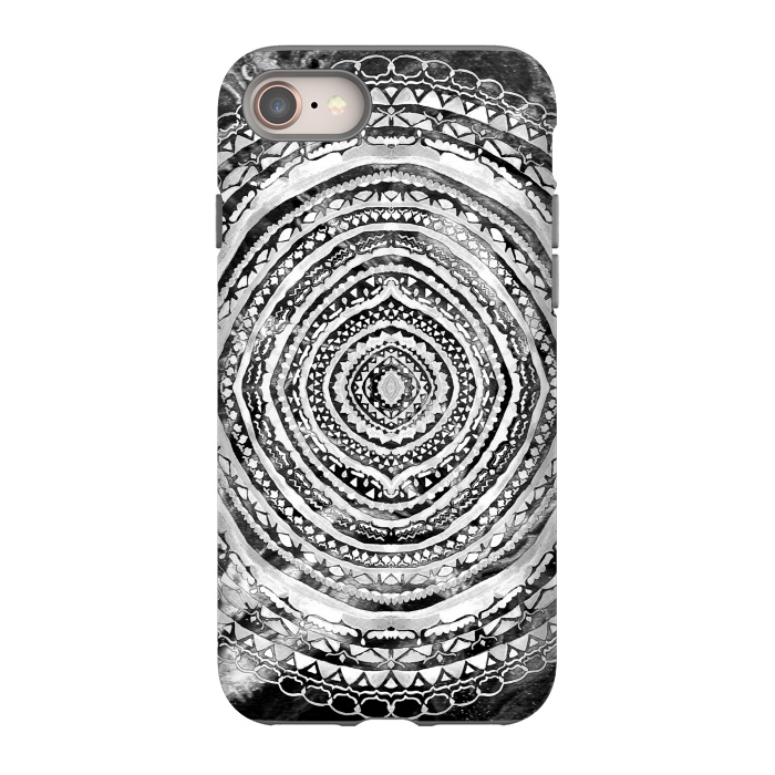 iPhone 8 StrongFit Black & White Marbling Mandala  by Tigatiga