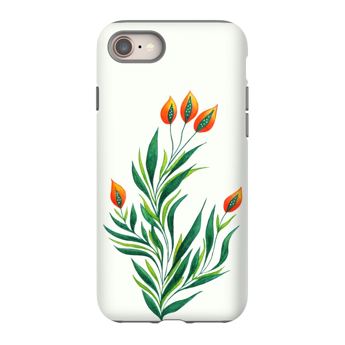 iPhone 8 StrongFit Green Plant With Orange Buds by Boriana Giormova