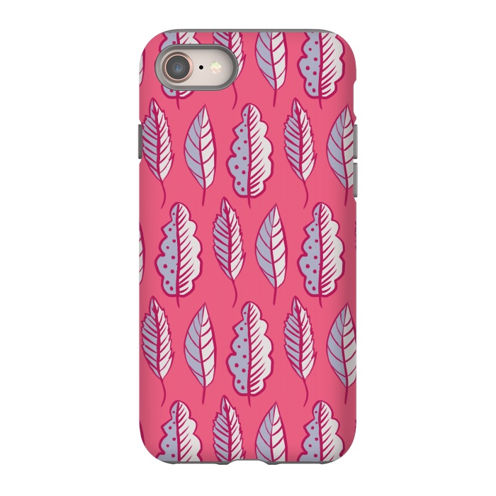iPhone 8 StrongFit Pink Leaves Abstract Decorative Pattern by Boriana Giormova