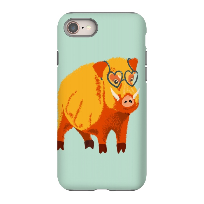 iPhone 8 StrongFit Cute Boar Pig With Glasses  by Boriana Giormova
