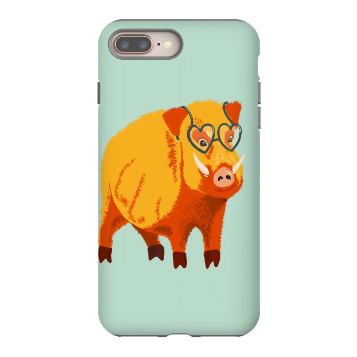 iPhone 8 plus StrongFit Cute Boar Pig With Glasses  by Boriana Giormova