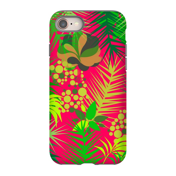 iPhone 8 StrongFit pink tropical pattern by MALLIKA