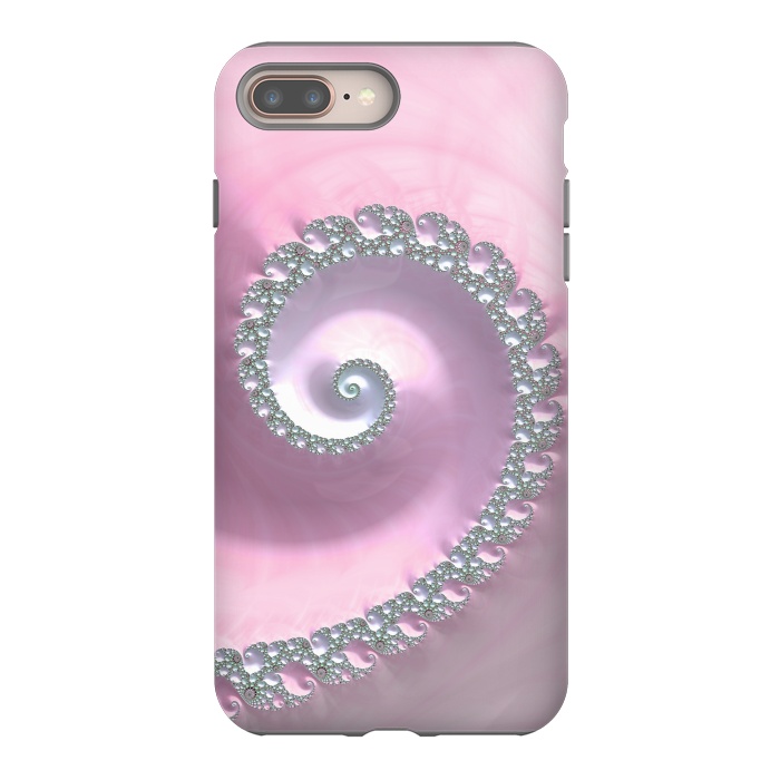 iPhone 8 plus StrongFit Pink Pastel Fractal Swirl by Andrea Haase