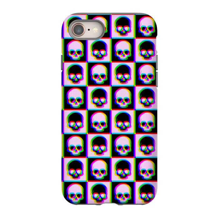 iPhone 8 StrongFit Glitch Checkered Skulls Pattern IV by Art Design Works