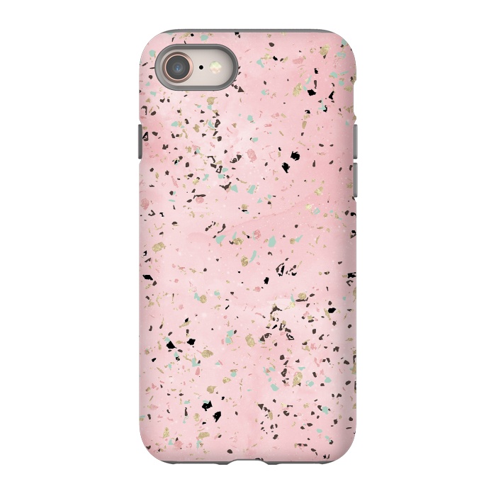 iPhone 8 StrongFit Blush and gold marble terrazzo design by InovArts