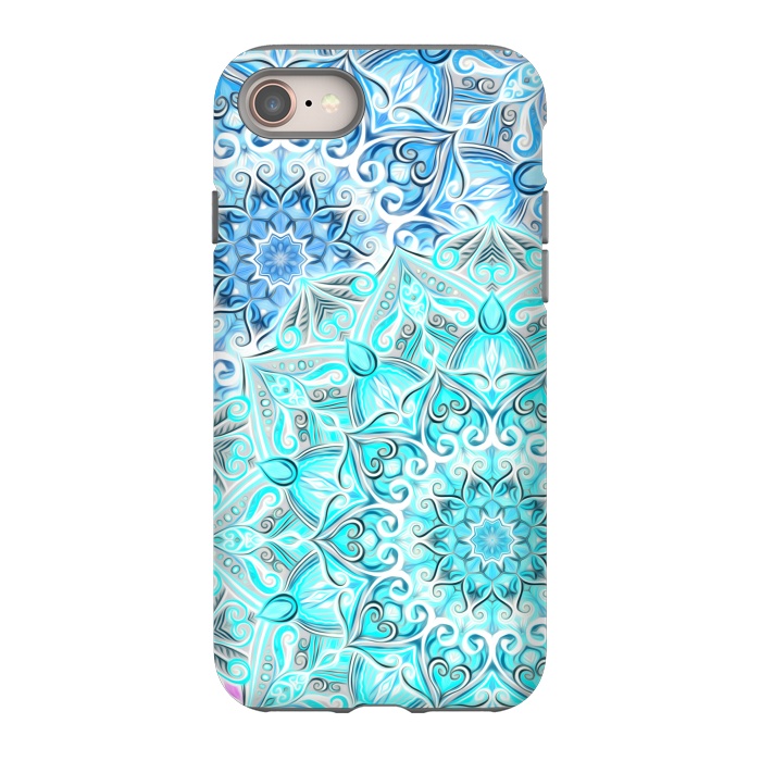 iPhone 8 StrongFit Frosted Mandalas in Aqua and Blue by Micklyn Le Feuvre