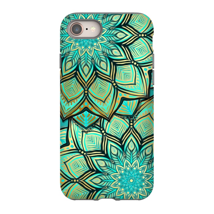 iPhone 8 StrongFit Emerald and Teal Gilded Mandala by Micklyn Le Feuvre