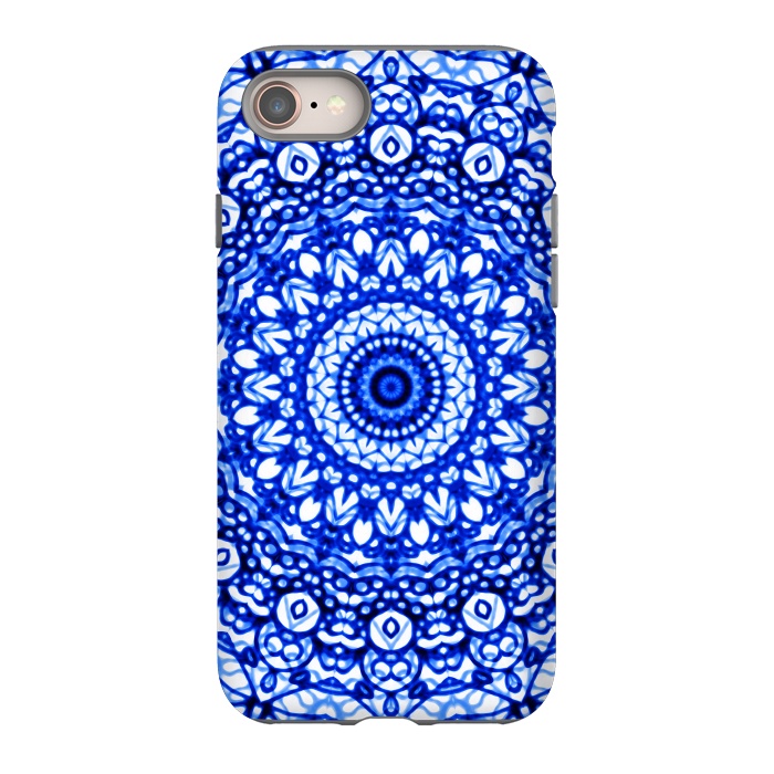 iPhone 8 StrongFit Blue Mandala Mehndi Style G403  by Medusa GraphicArt