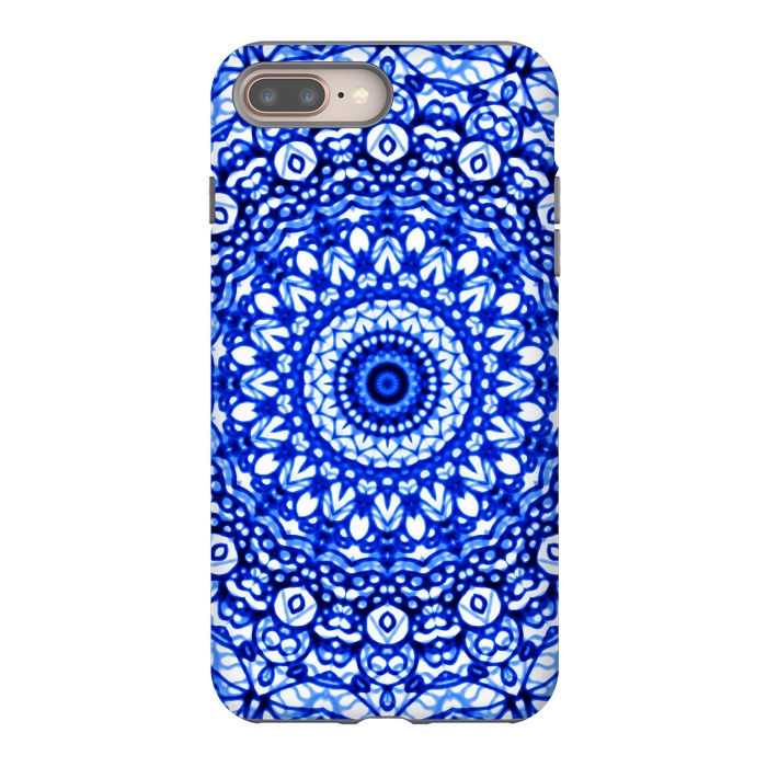 iPhone 8 plus StrongFit Blue Mandala Mehndi Style G403  by Medusa GraphicArt