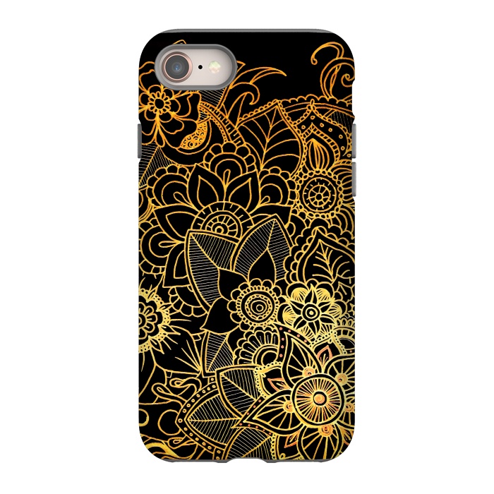 iPhone 8 StrongFit Floral Doodle Gold G523 by Medusa GraphicArt