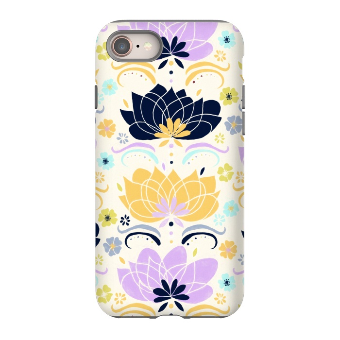 iPhone 8 StrongFit Navy & Pastel Floral  by Tigatiga