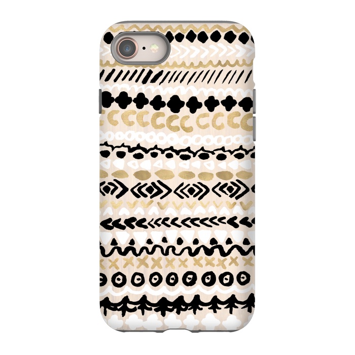 iPhone 8 StrongFit Black, White & Gold Tribal by Tangerine-Tane