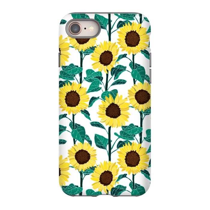 iPhone 8 StrongFit Sunny Sunflowers - White  by Tigatiga