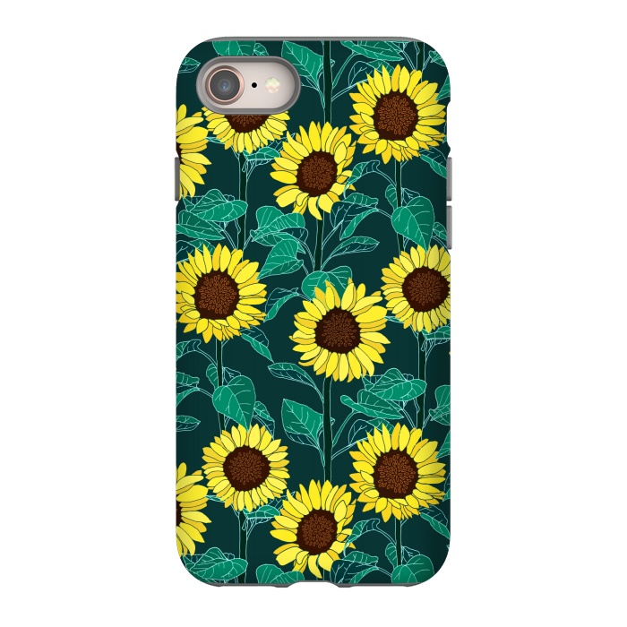 iPhone 8 StrongFit Sunny Sunflowers - Emerald  by Tigatiga