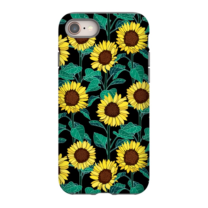 iPhone 8 StrongFit Sunny Sunflowers - Black  by Tigatiga