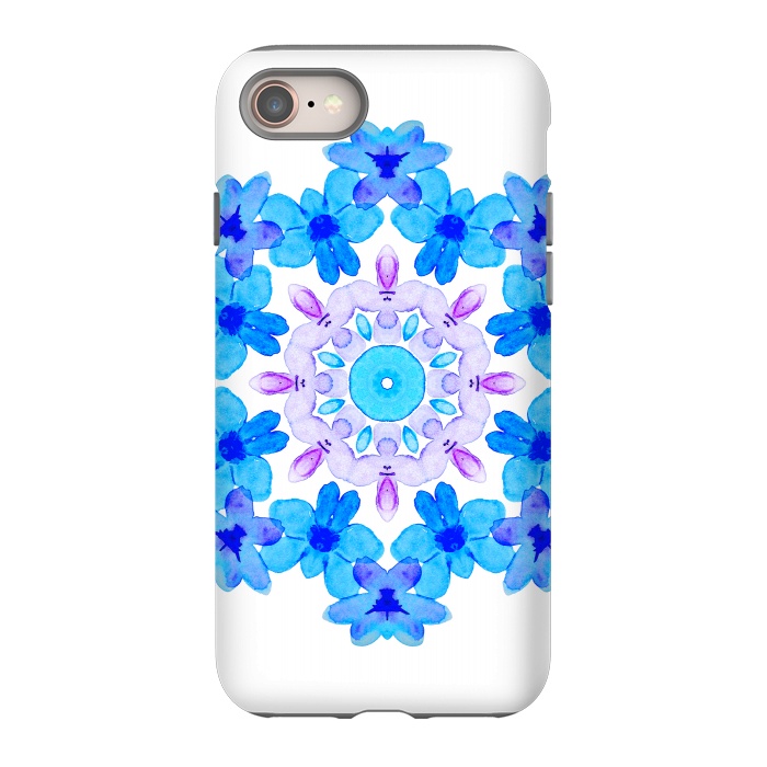 iPhone 8 StrongFit Flower Mandala Violet Blue Watercolor Floral Art by Boriana Giormova